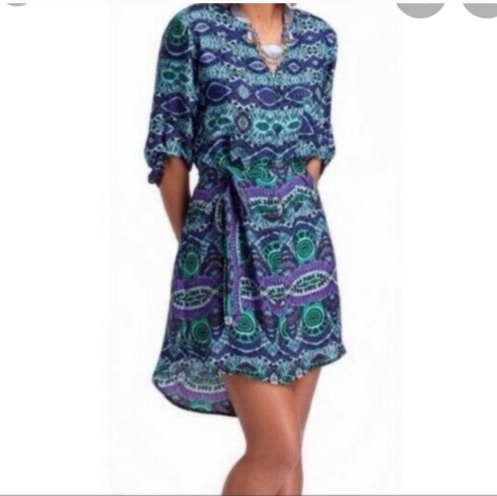 Maeve Anthropologie Women's Mini Bohemian Shirt Dress Frequencies Ikat - Picture 1 of 10
